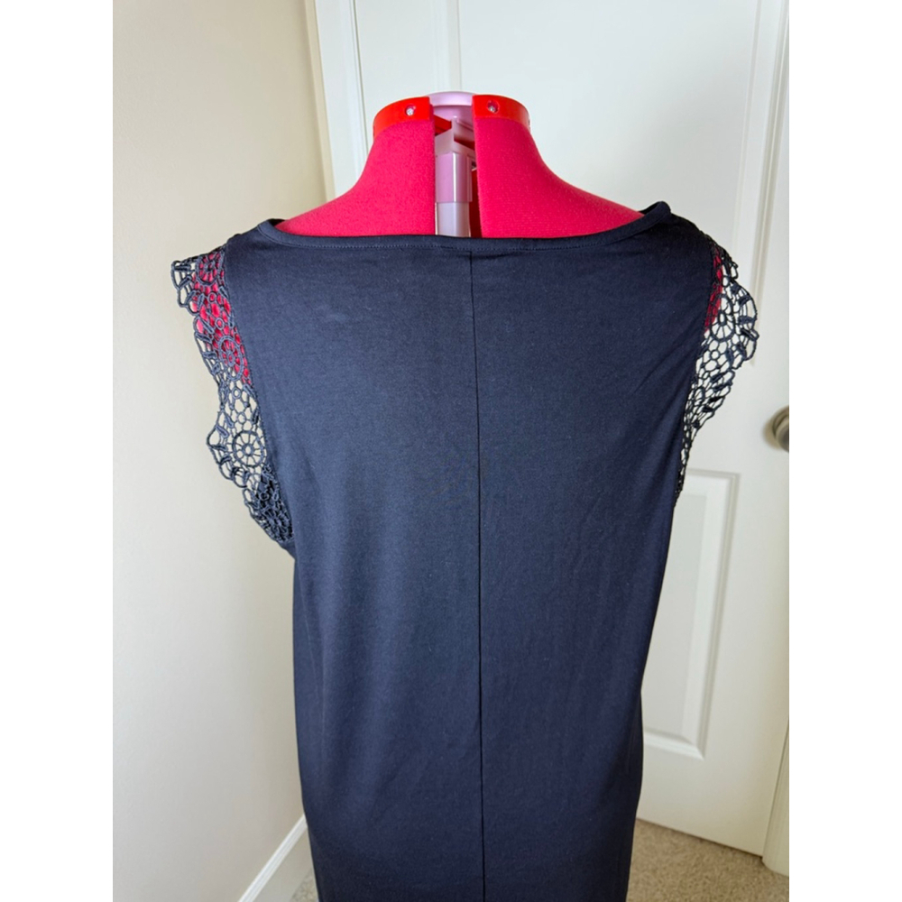 NWOT Women's Nina Leonard Black Lace Shoulder Sleeveless Dress XL - Picture 5 of 10